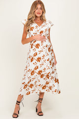 Umstands-Midikleid mit Blumenmuster und Knopfleiste
