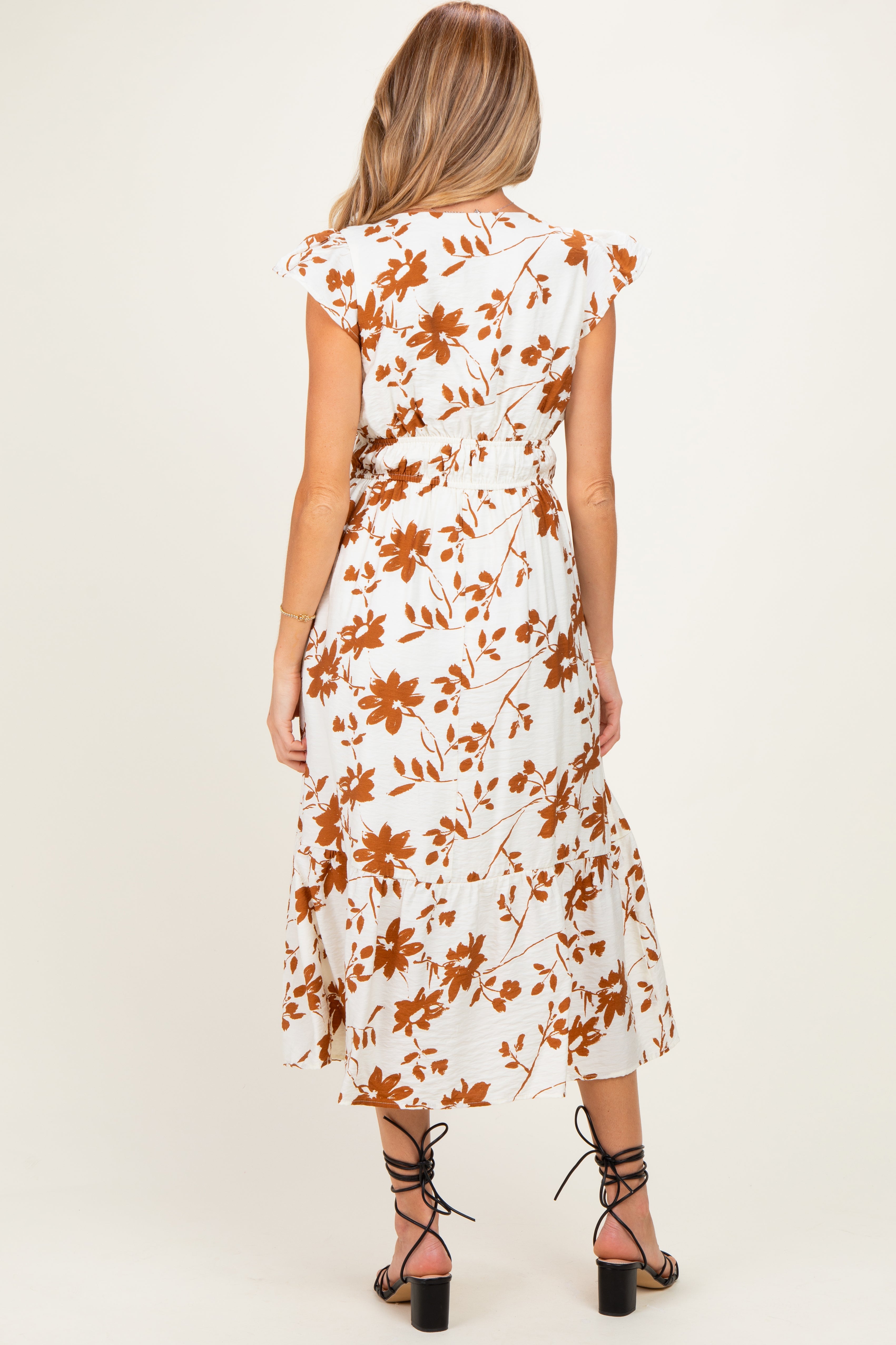 Umstands-Midikleid mit Blumenmuster und Knopfleiste