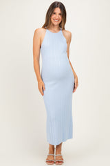 Umstands-Maxikleid aus Rippstrick mit Neckholder