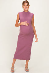 Umstands-Maxikleid aus Rippstrick mit Stehkragen