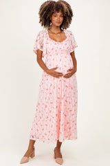 Geblümtes Umstands-Maxikleid aus Spitze