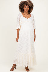 Umstands-Maxikleid aus Spitze mit langen Ärmeln