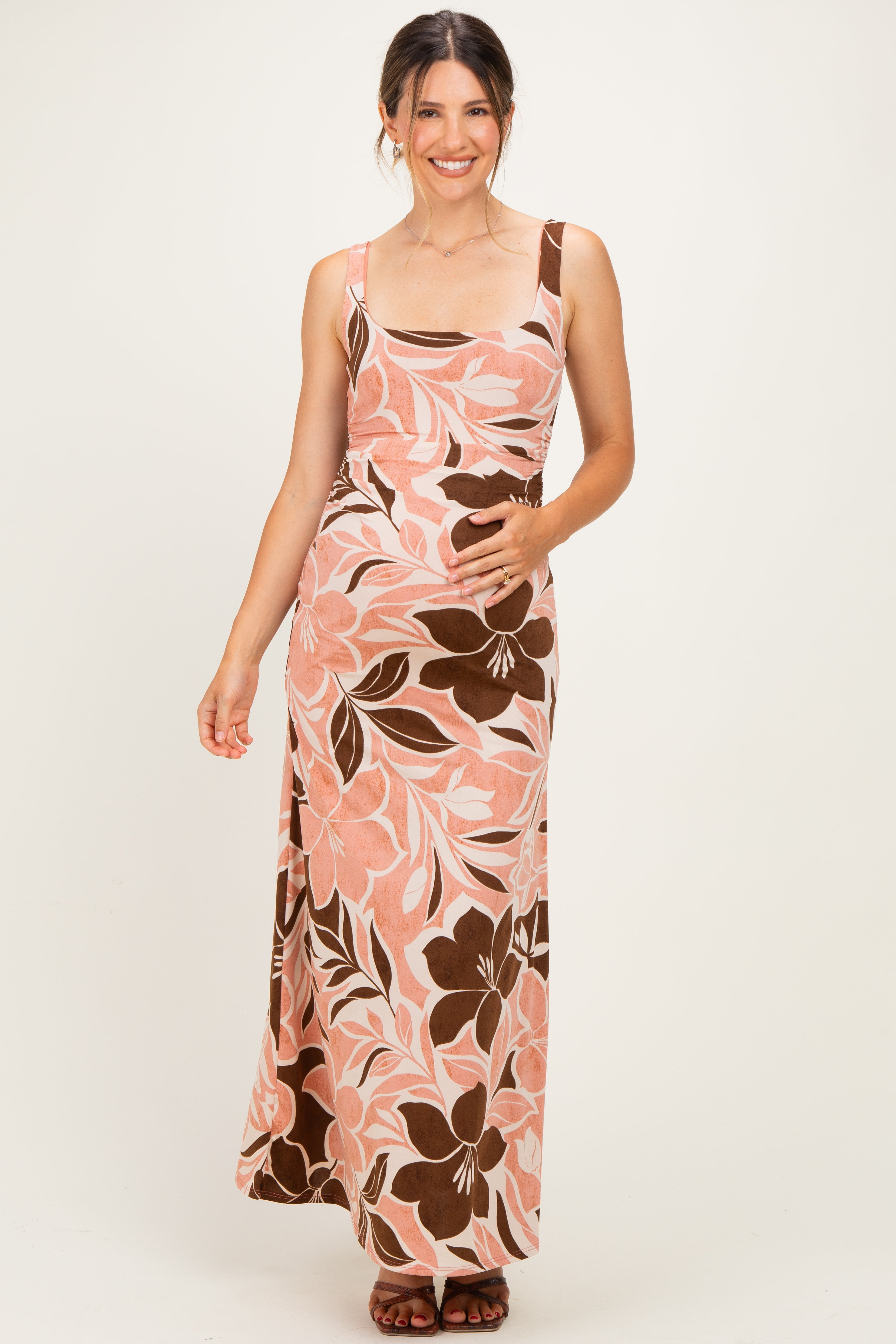 Florales Umstands-Maxikleid mit Rückenausschnitt