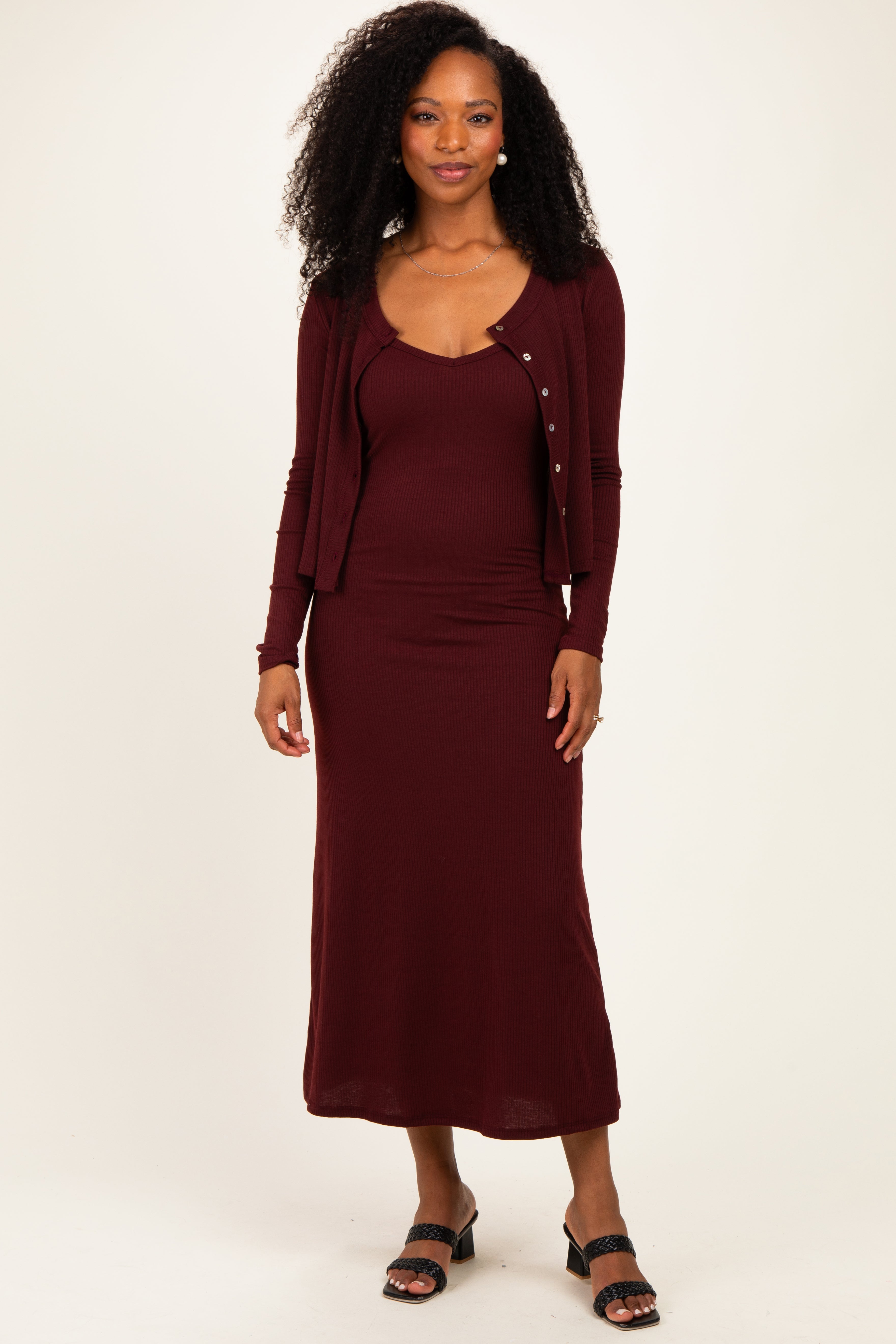 Umstands-Set aus Strickkleid und Cardigan