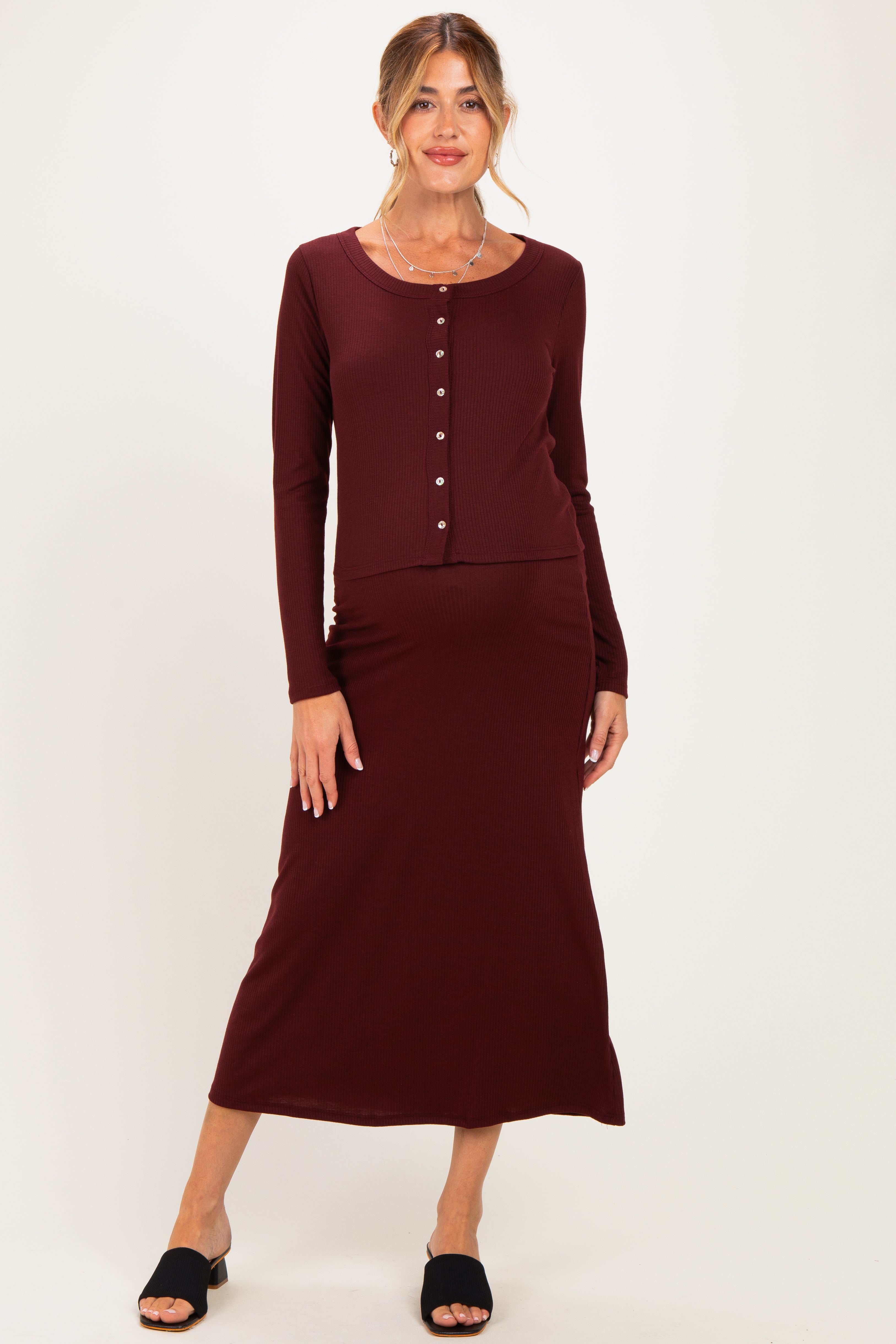Umstands-Set aus Strickkleid und Cardigan