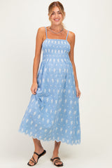 Besticktes Umstands-Maxikleid mit Smok-Detail