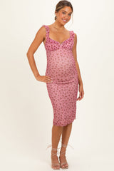 Umstands-Midikleid aus Mesh mit Bindedetail in Rauchrosa