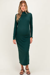 Umstands-Midikleid mit Stehkragen, Rüschen und langen Ärmeln