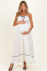 Umstands-Maxikleid mit Spitzen- und Schleifendetail