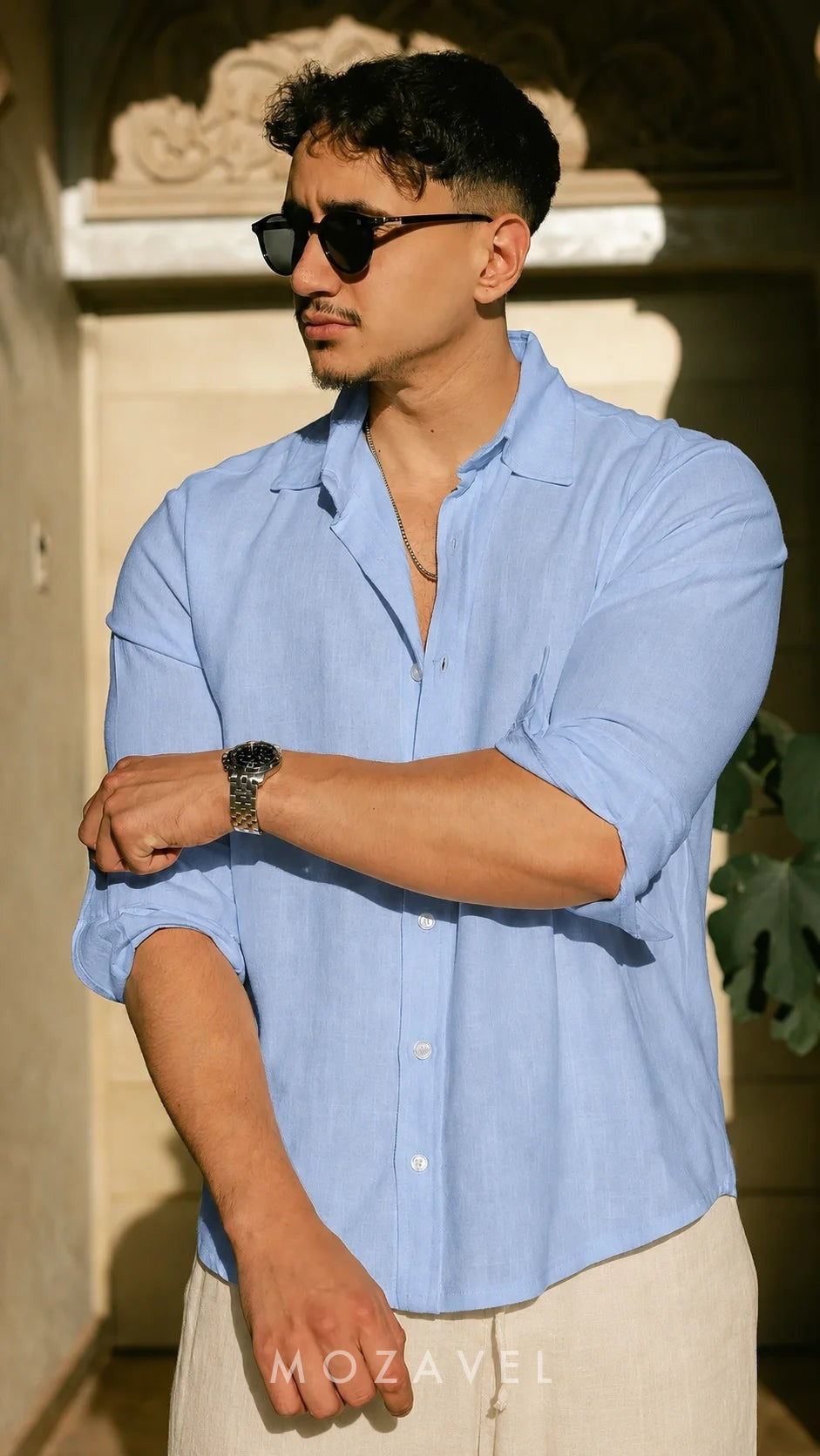 Herren Leinenhemd „Lino“ – Premium Hellblau