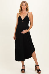 Umstands-Trägerkleid mit V-Ausschnitt in Schwarz
