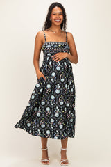 Ärmelloses Umstands-Midikleid mit Blumenmuster