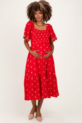 Besticktes Umstands-Midikleid mit Smok