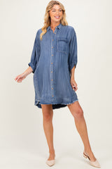 Umstands-Hemdblusenkleid aus Chambray-Denim mit Fledermausärmeln