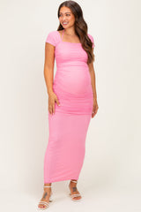 Umstands-Maxikleid aus Mesh mit Raffung