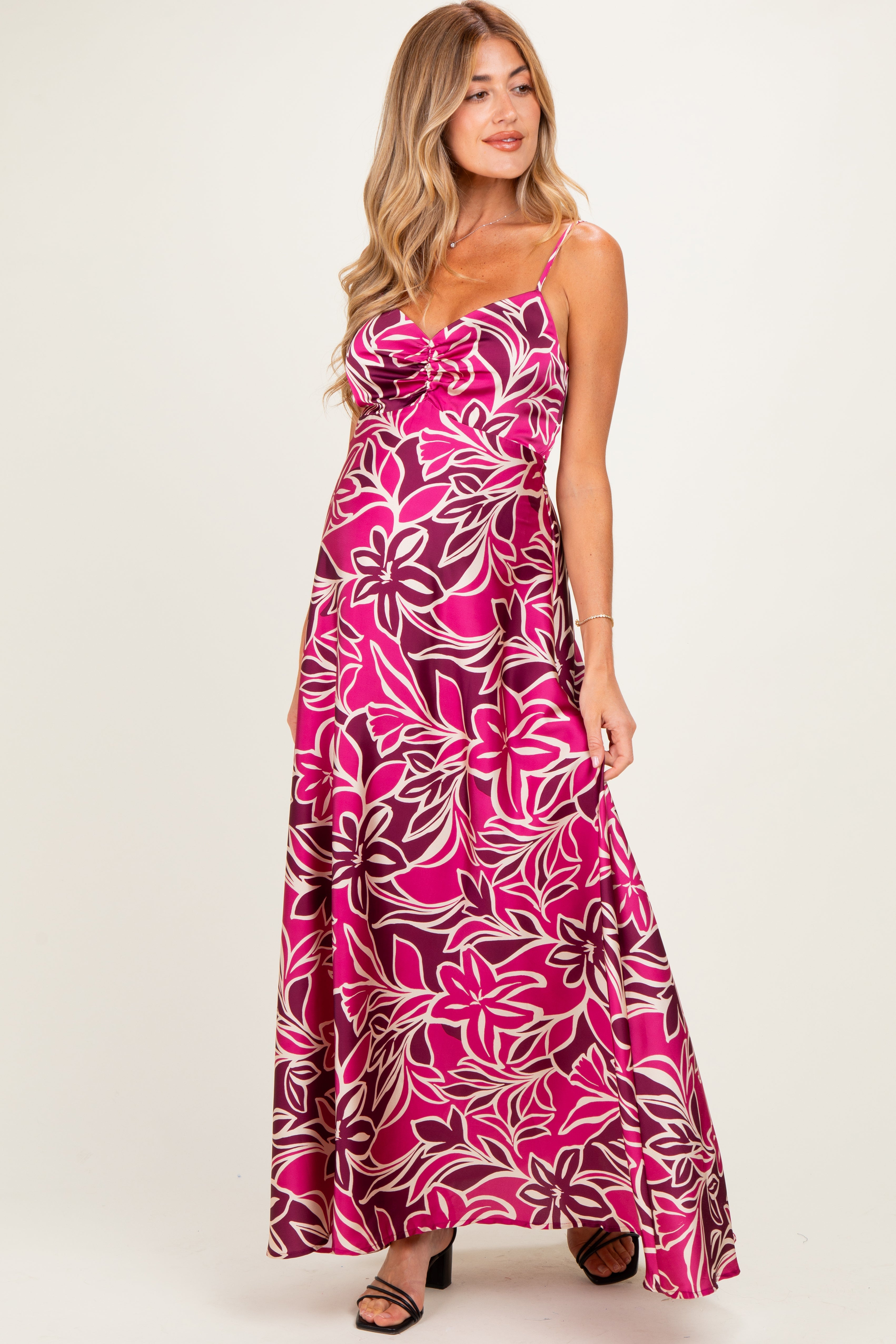 Ärmelloses Umstands-Maxikleid mit Blumenmuster