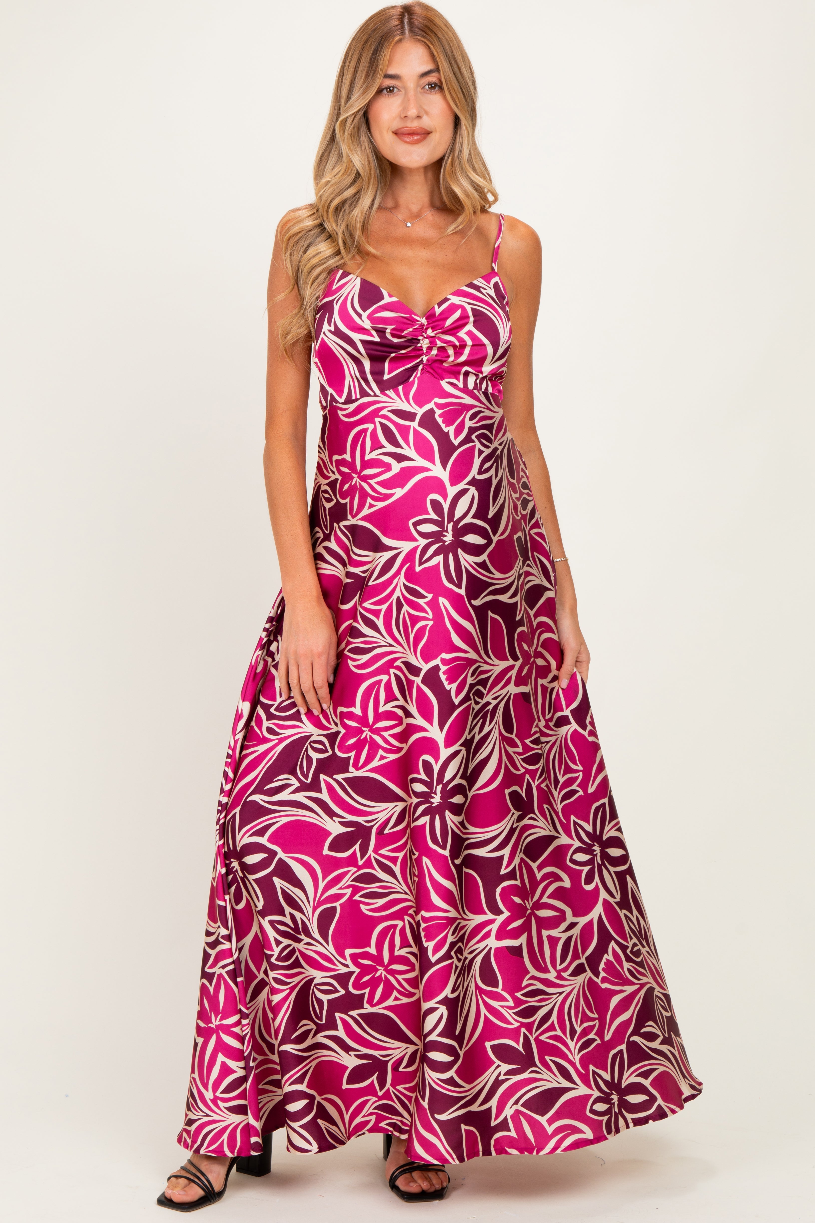 Ärmelloses Umstands-Maxikleid mit Blumenmuster