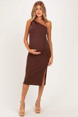 One-Shoulder-Umstands-Midikleid mit Seitenschlitz