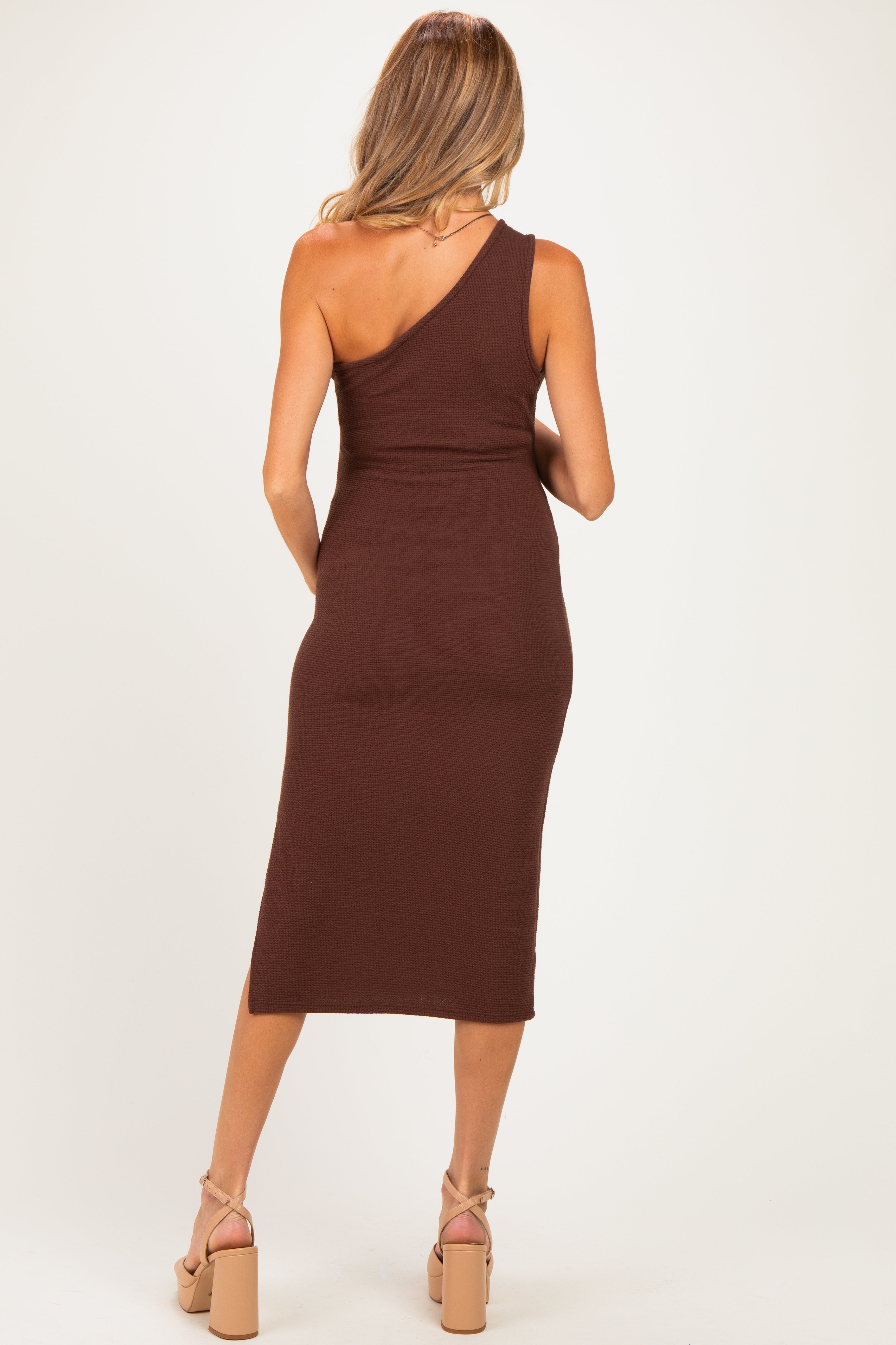 One-Shoulder-Umstands-Midikleid mit Seitenschlitz