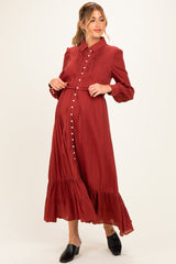 Umstands-Maxikleid mit Faltenfront und Knopfleiste