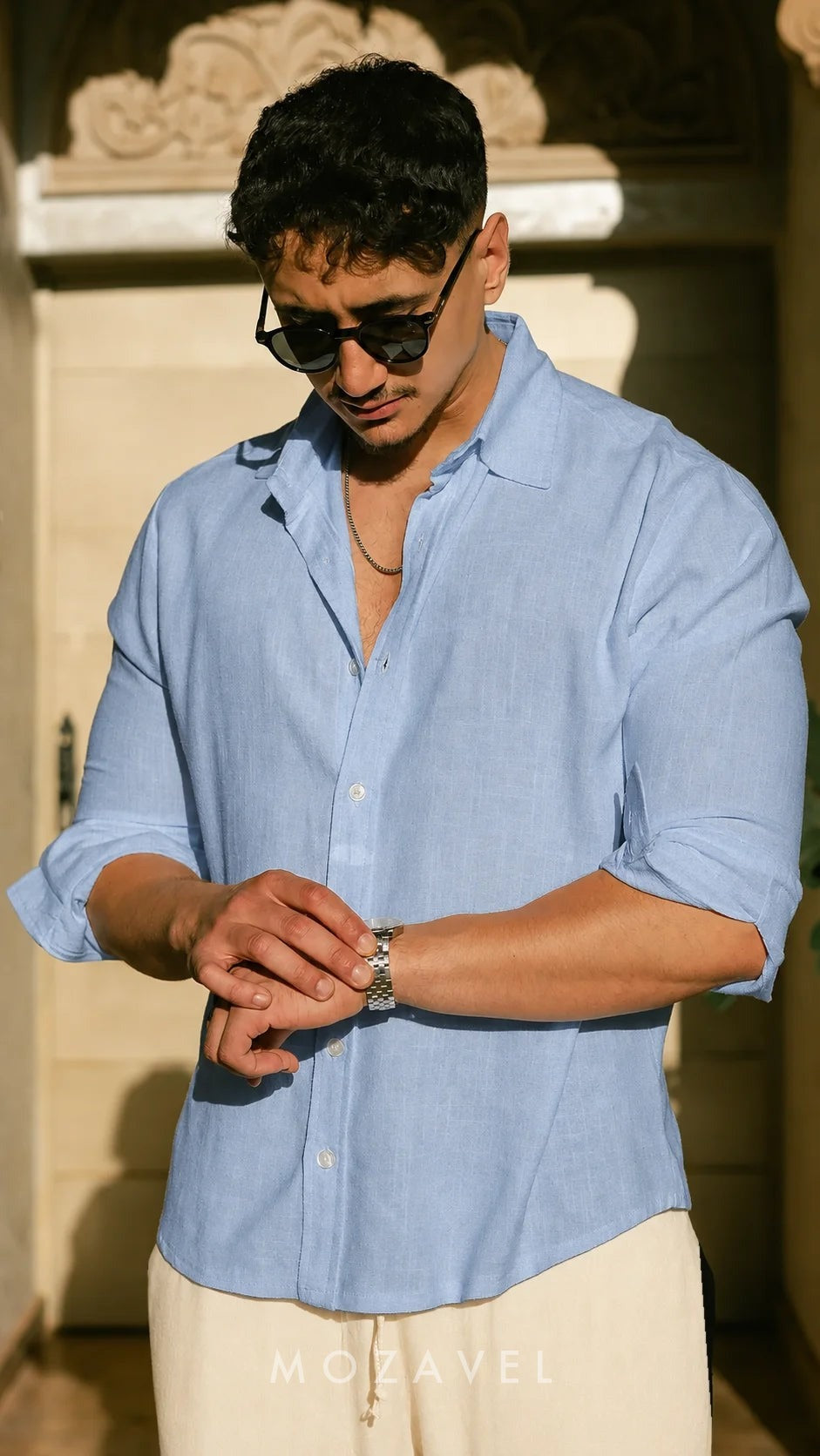 Herren Leinenhemd „Lino“ – Premium Hellblau
