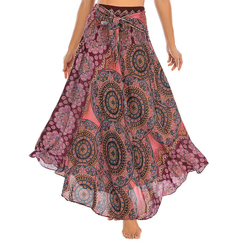 Zwei Stil-Tragen Bohemian Mandala Blumen Schnürkleid