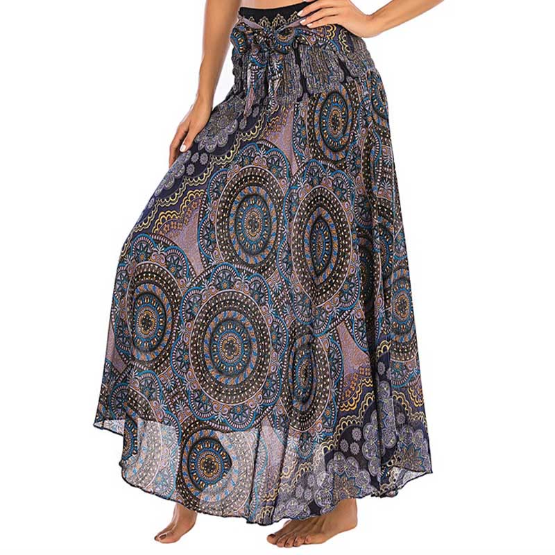 Zwei Stil-Tragen Bohemian Mandala Blumen Schnürkleid
