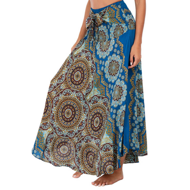 Zwei Stil-Tragen Bohemian Mandala Blumen Schnürkleid