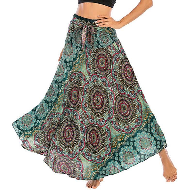 Zwei Stil-Tragen Bohemian Mandala Blumen Schnürkleid