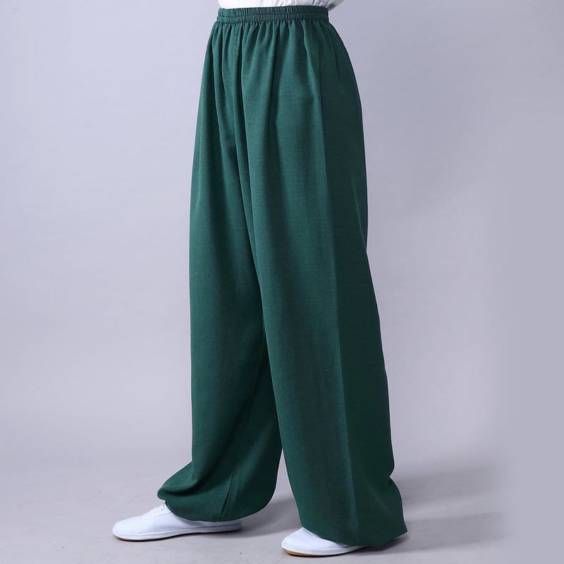 Sommer elastische Taille Tai Chi Qigong Übung Baumwolle Leinen Unisex Hose