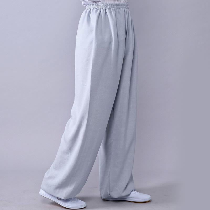 Sommer elastische Taille Tai Chi Qigong Übung Baumwolle Leinen Unisex Hose