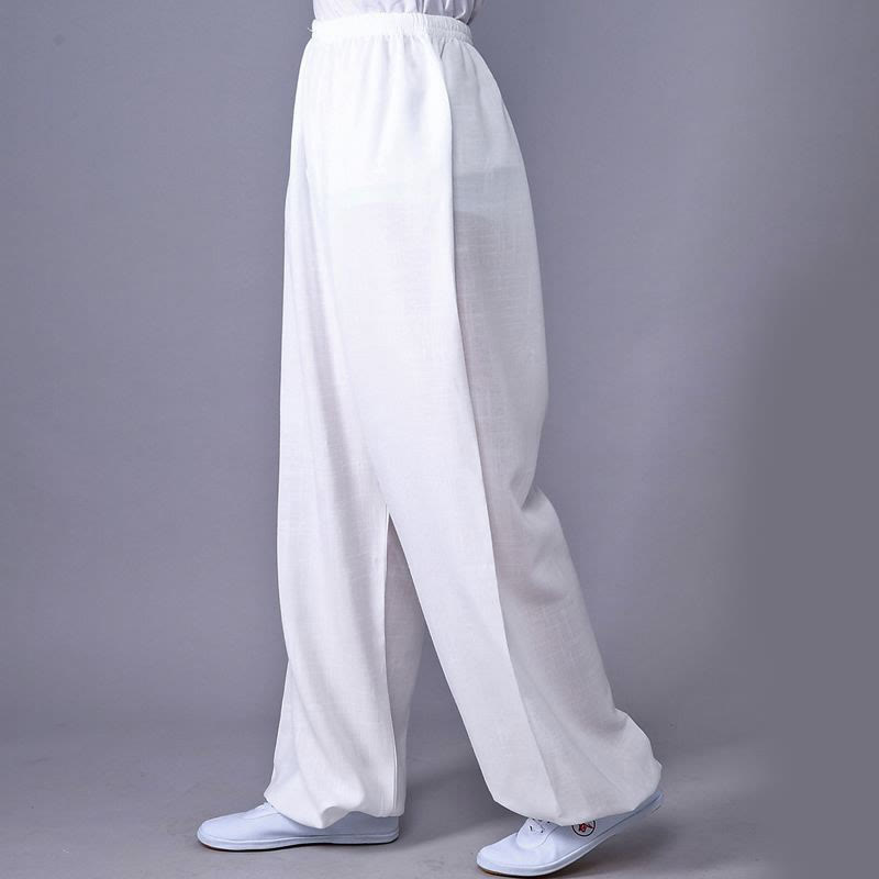 Sommer elastische Taille Tai Chi Qigong Übung Baumwolle Leinen Unisex Hose