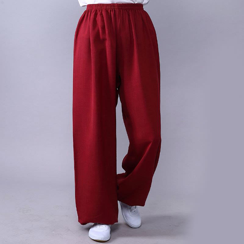 Sommer elastische Taille Tai Chi Qigong Übung Baumwolle Leinen Unisex Hose