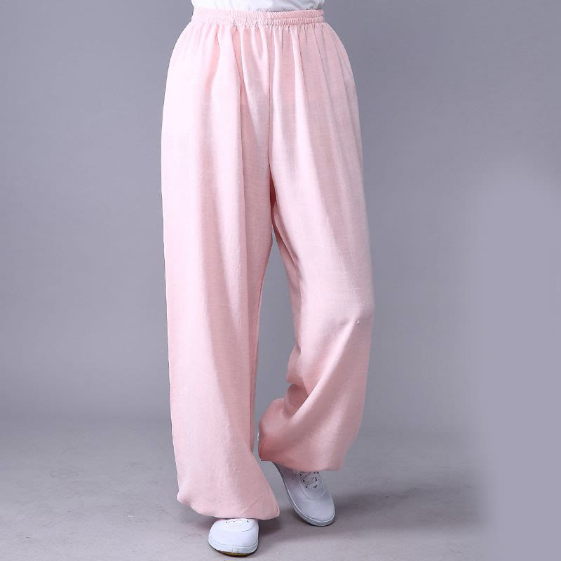 Sommer elastische Taille Tai Chi Qigong Übung Baumwolle Leinen Unisex Hose