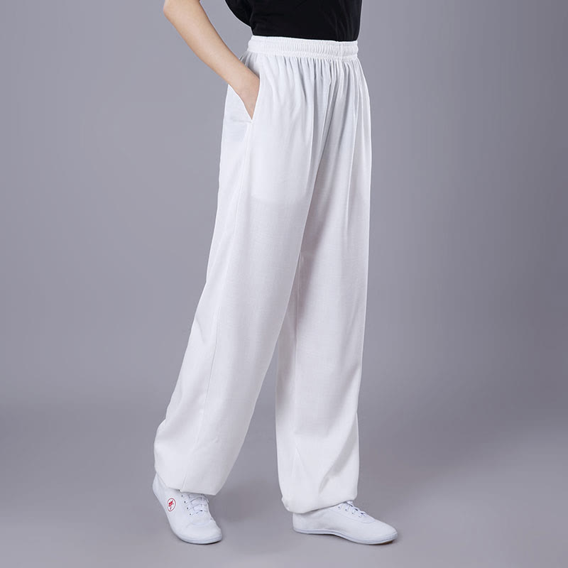 Sommer Unisex Hose mit elastischem Bund für Tai Chi und Qigong, atmungsaktiv und mit Taschen