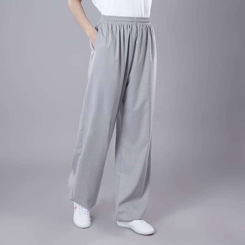 Sommer Unisex Hose mit elastischem Bund für Tai Chi und Qigong, atmungsaktiv und mit Taschen