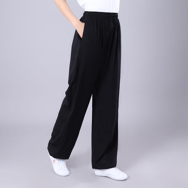 Sommer Unisex Hose mit elastischem Bund für Tai Chi und Qigong, atmungsaktiv und mit Taschen
