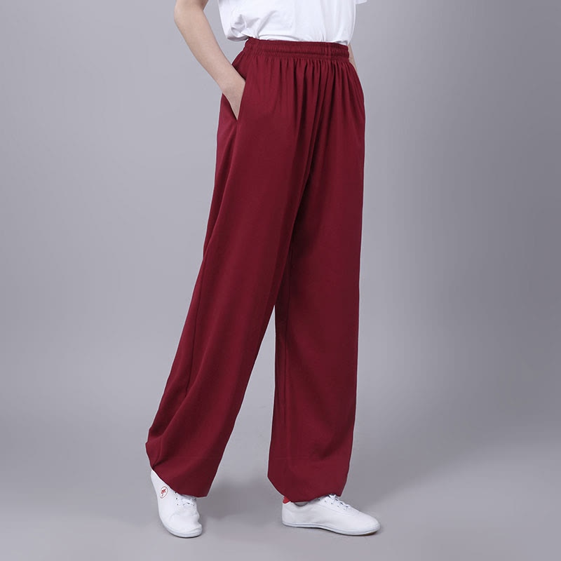 Sommer Unisex Hose mit elastischem Bund für Tai Chi und Qigong, atmungsaktiv und mit Taschen