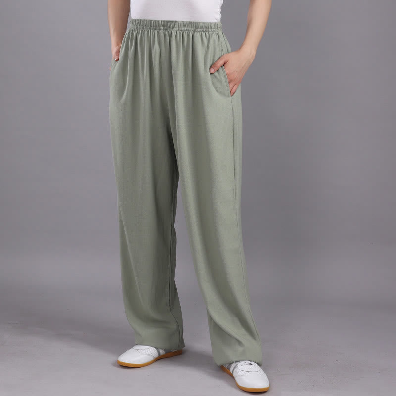 Sommer Unisex Hose mit elastischem Bund für Tai Chi und Qigong, atmungsaktiv und mit Taschen