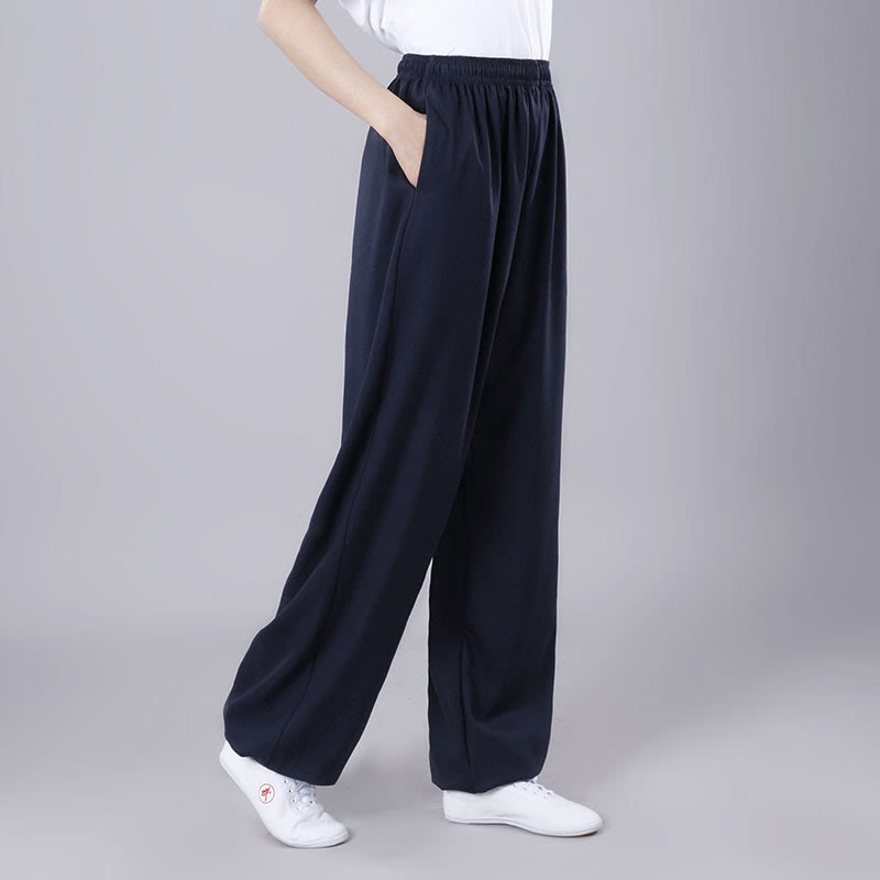 Sommer Unisex Hose mit elastischem Bund für Tai Chi und Qigong, atmungsaktiv und mit Taschen