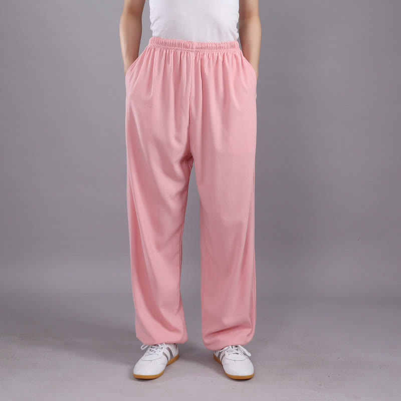 Sommer Unisex Hose mit elastischem Bund für Tai Chi und Qigong, atmungsaktiv und mit Taschen