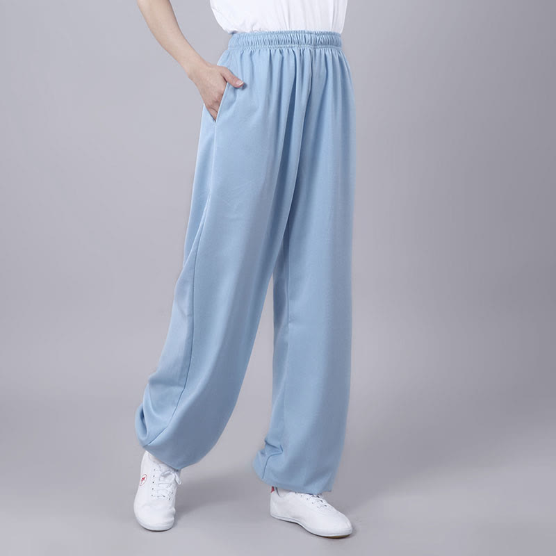Sommer Unisex Hose mit elastischem Bund für Tai Chi und Qigong, atmungsaktiv und mit Taschen