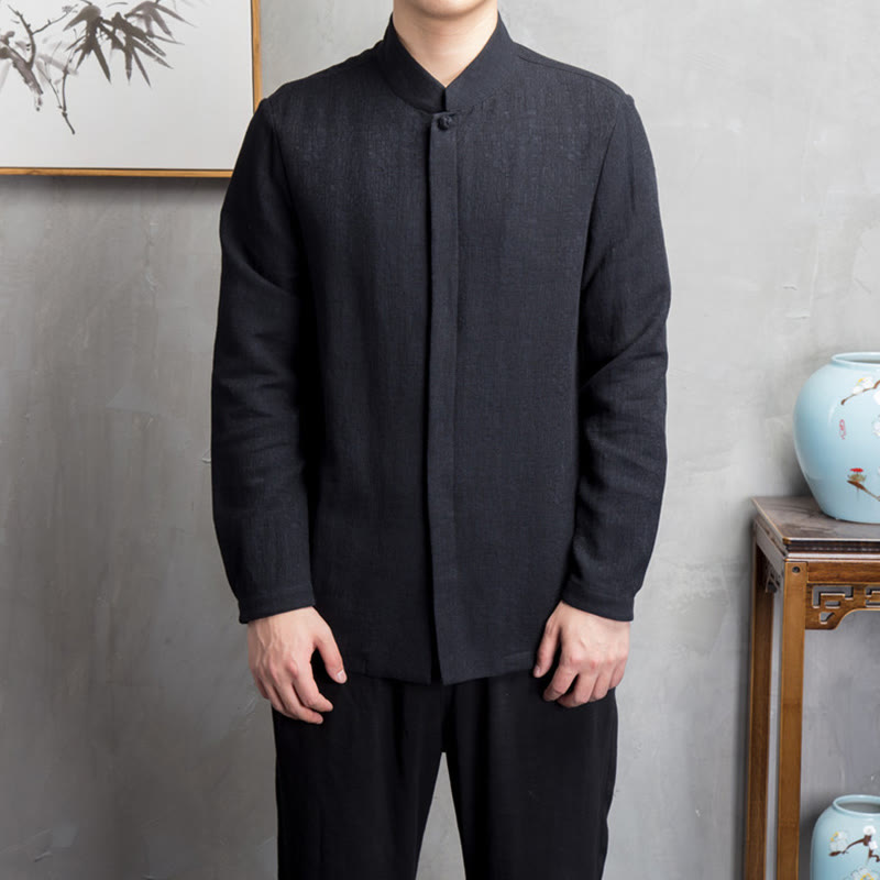Einfarbige chinesische Tang-Anzugjacke, Herrenbekleidung