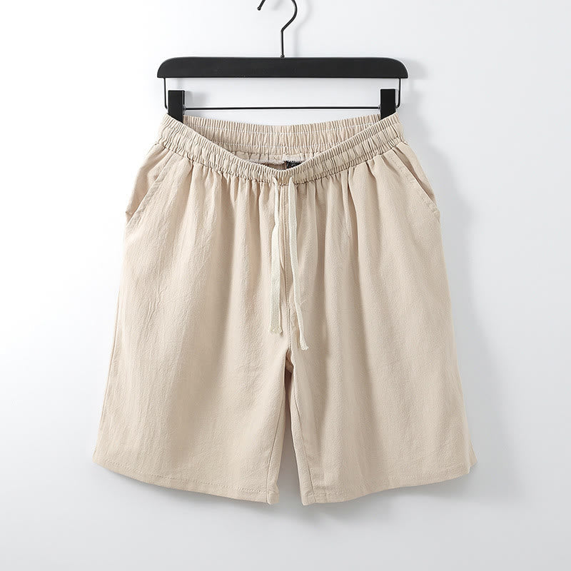 Lässige, einfarbige Herren-Shorts mit geradem Schnitt und Taschen aus Baumwolle