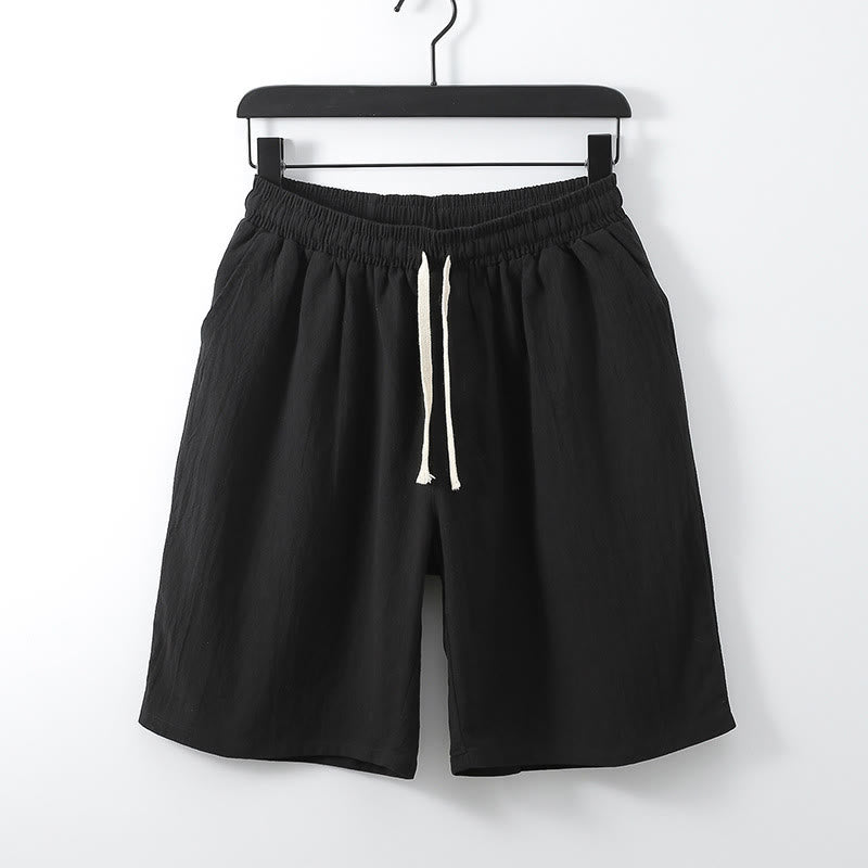 Lässige, einfarbige Herren-Shorts mit geradem Schnitt und Taschen aus Baumwolle