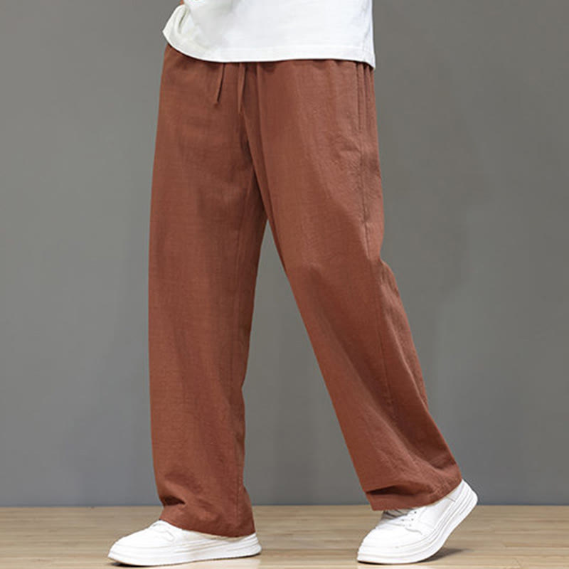Sommer-Herrenhose mit geradem Bein und Taschen