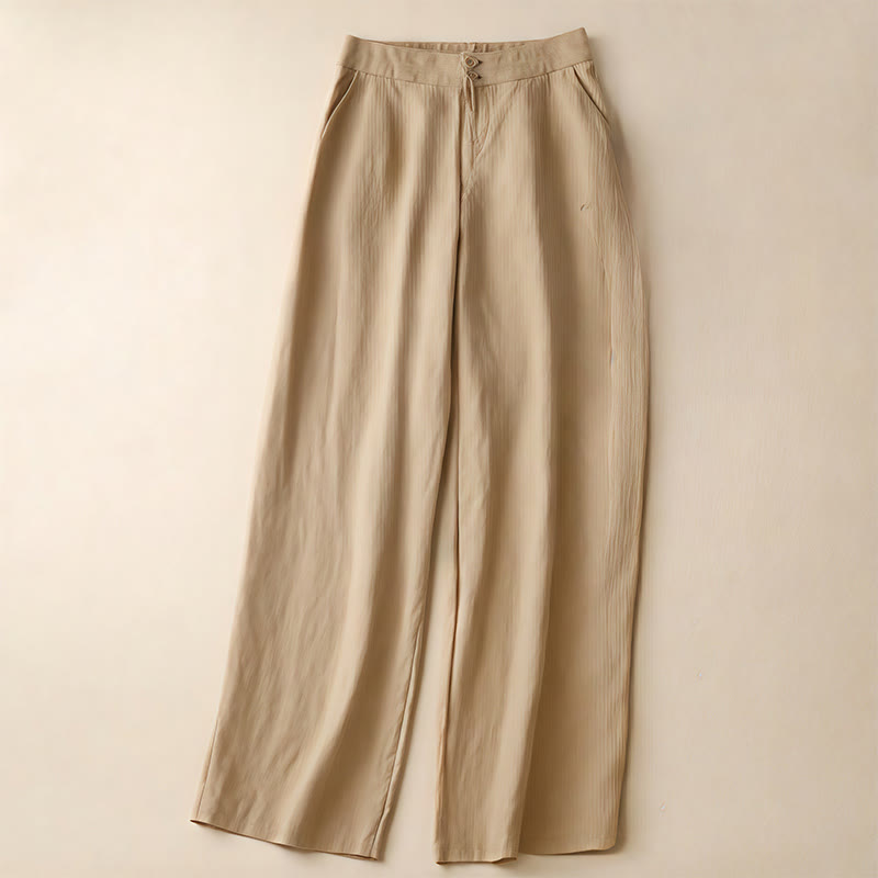 Sommer-Freizeithose mit schlichtem Reißverschlussdesign, weitem Bein und Taschen für Damen