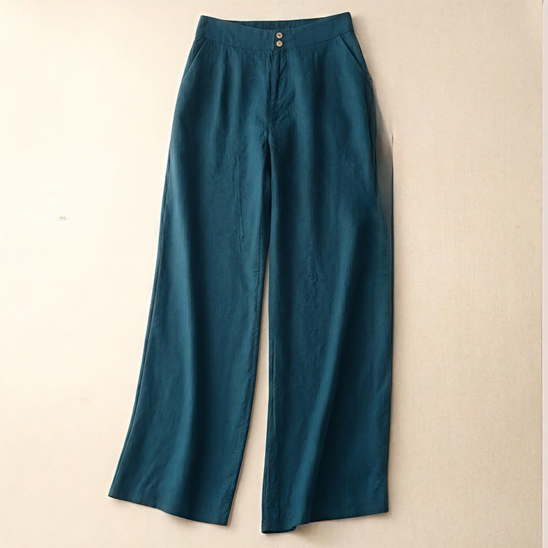 Sommer-Freizeithose mit schlichtem Reißverschlussdesign, weitem Bein und Taschen für Damen