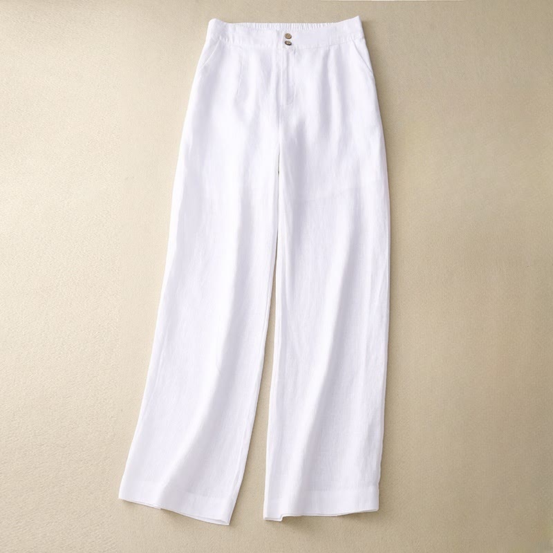 Sommer-Freizeithose mit schlichtem Reißverschlussdesign, weitem Bein und Taschen für Damen