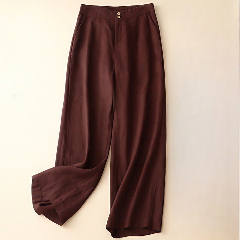 Sommer-Freizeithose mit schlichtem Reißverschlussdesign, weitem Bein und Taschen für Damen